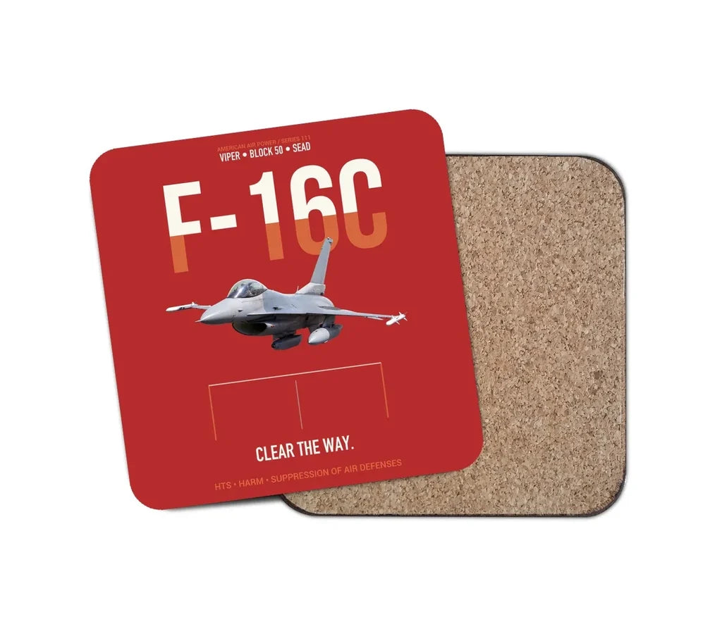 F-16C Block 50 Clear The Way design on red 1 piece coaster