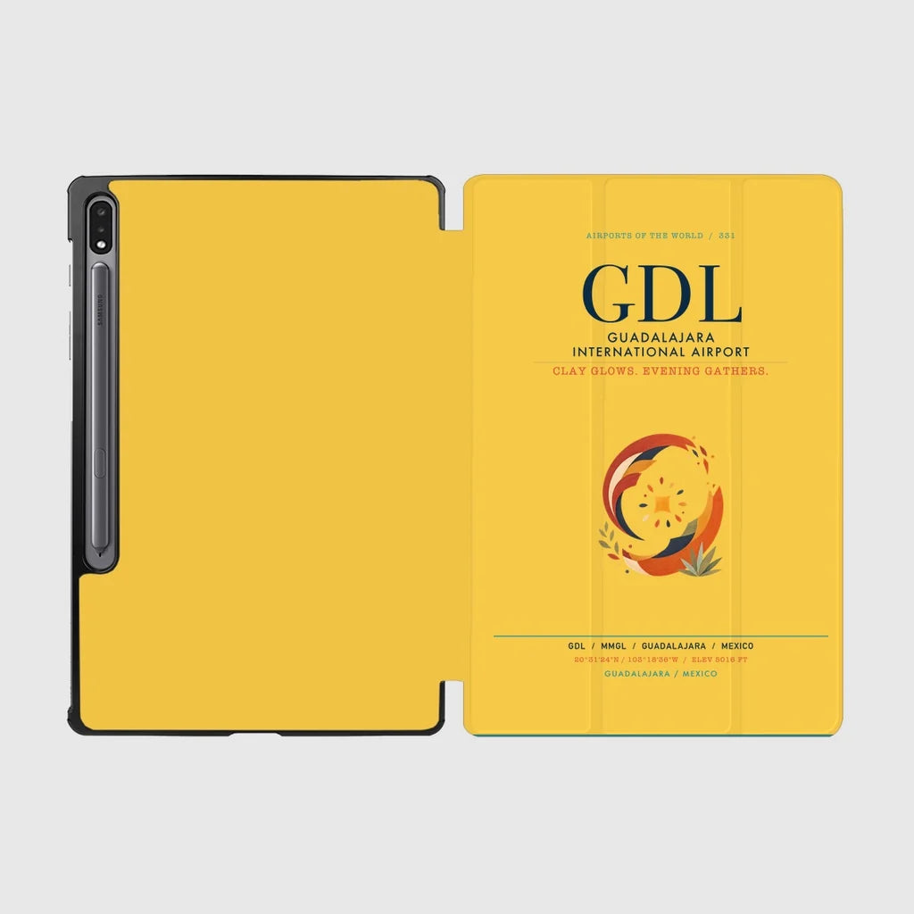 Guadalajara International Airport (GDL) design on yellow samsung tablet tablet case