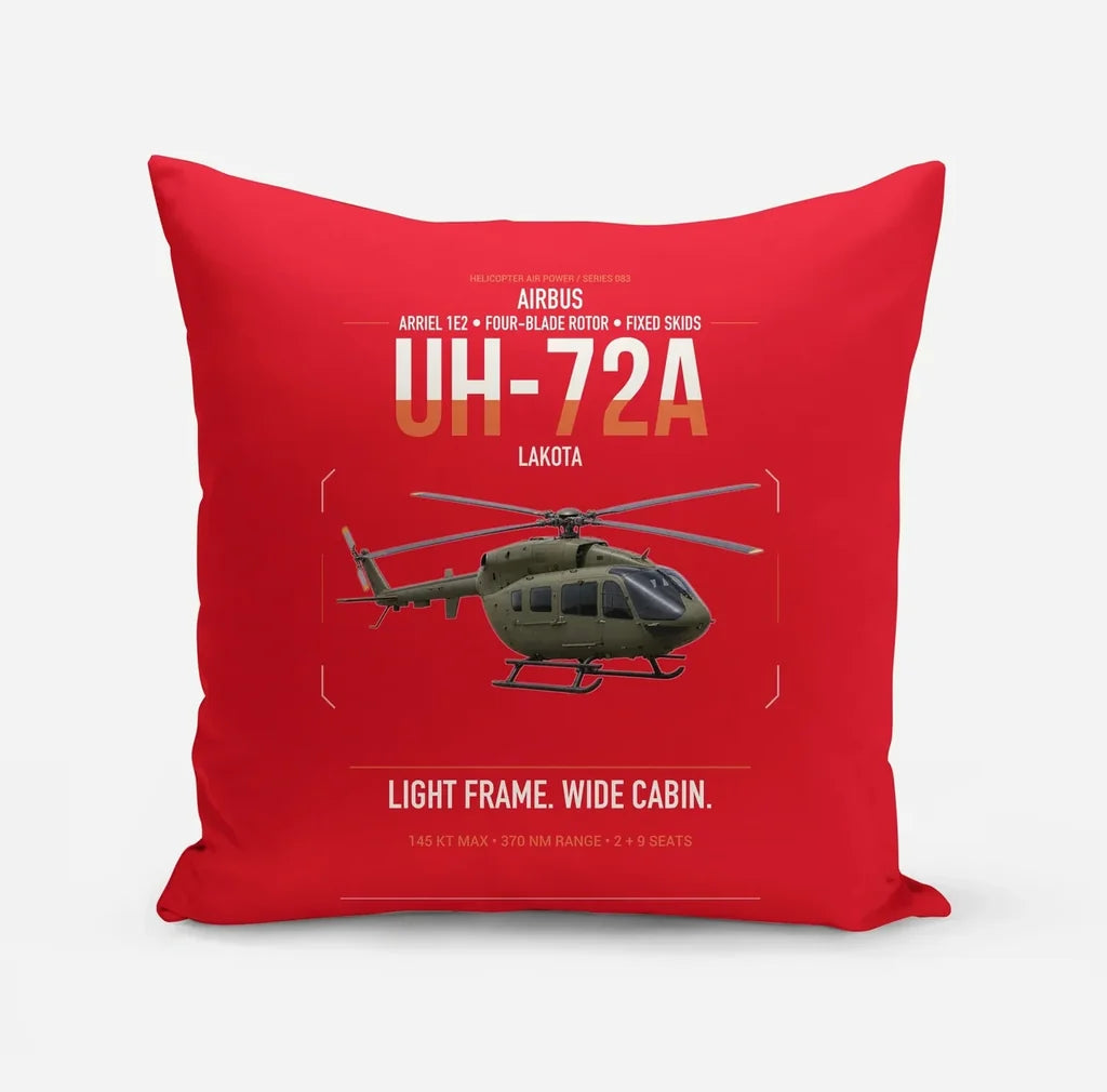 Airbus UH-72A Lakota design on red pillow