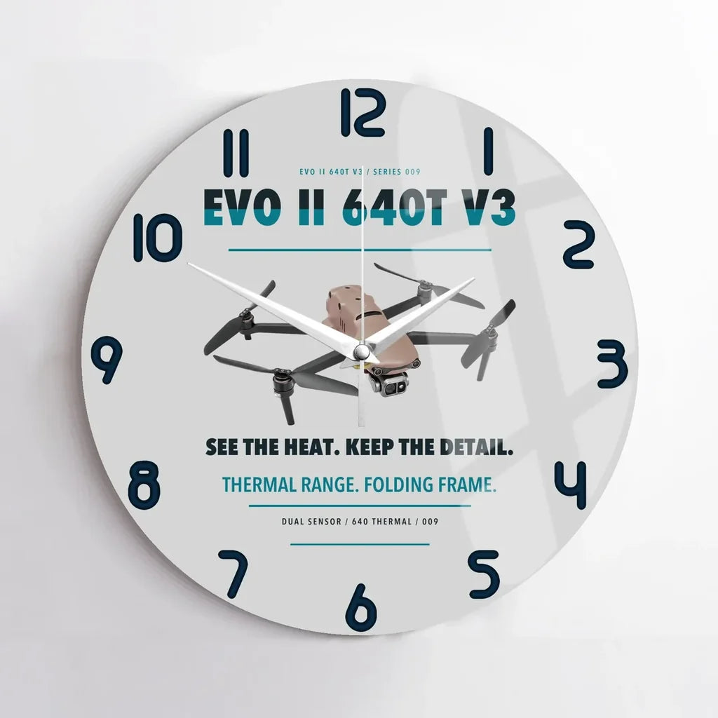 Autel EVO II Dual 640T V3 design on light gray no frame wall clock
