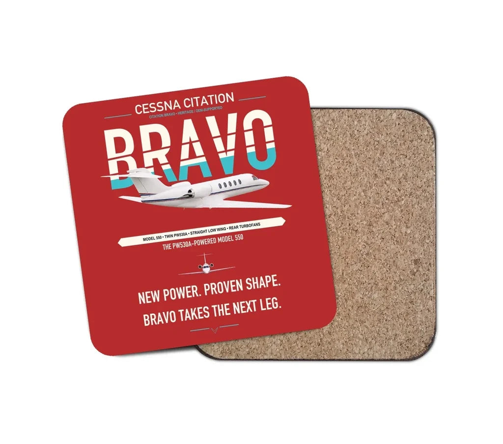 Cessna Citation Bravo design on red 1 piece coaster
