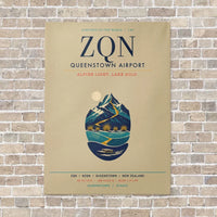 Thumbnail for Queenstown Airport ZQN vertical canvas print - no frame - beige background