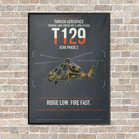 Thumbnail for Turkish Aerospace T129 ATAK Phase 2 vertical canvas print - framed - gray background
