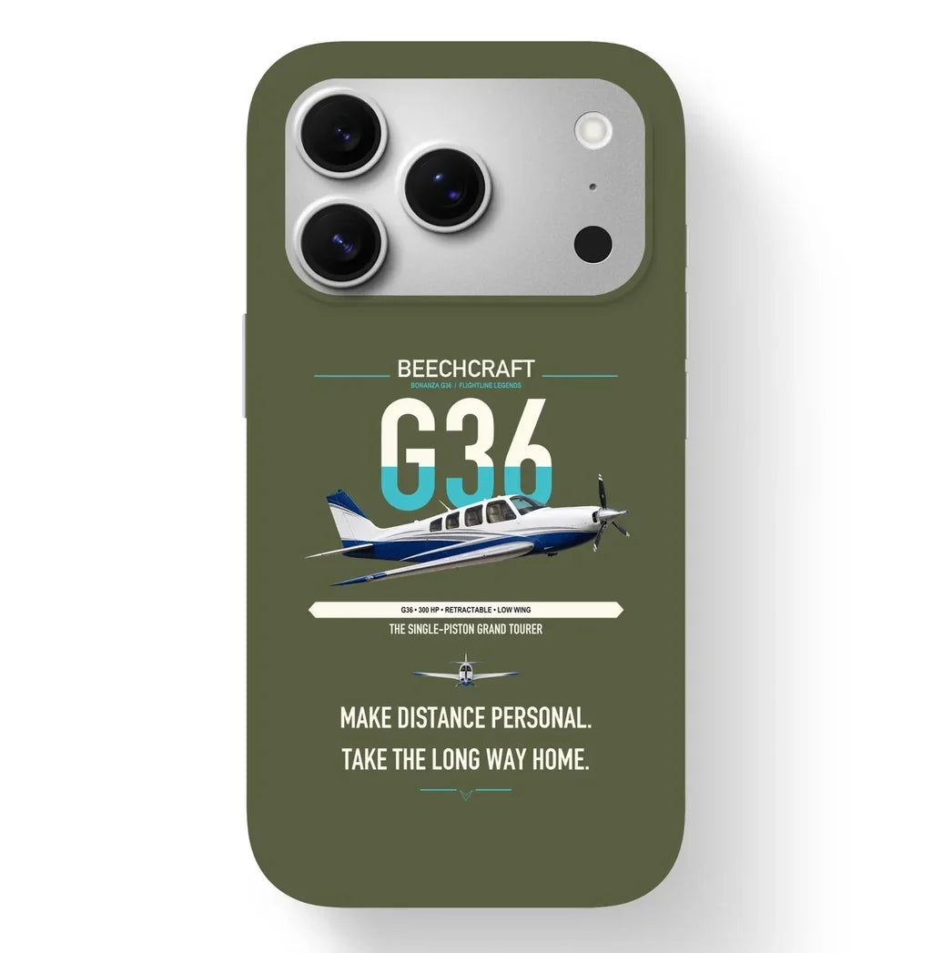 Beechcraft Bonanza G36 design on green army magsafe iphone case, for iPhone 17 Pro