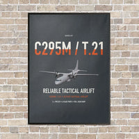 Thumbnail for Airbus C295M T.21 vertical canvas print - framed - gray background