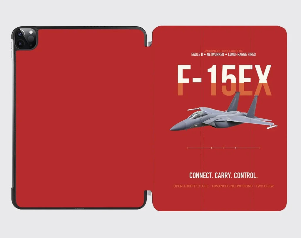 F-15EX Eagle II Connect Carry Control design on red ipad tablet case