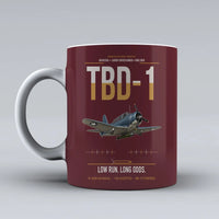 Thumbnail for TBD-1 Devastator design on dark red ceramic mug, double-side print