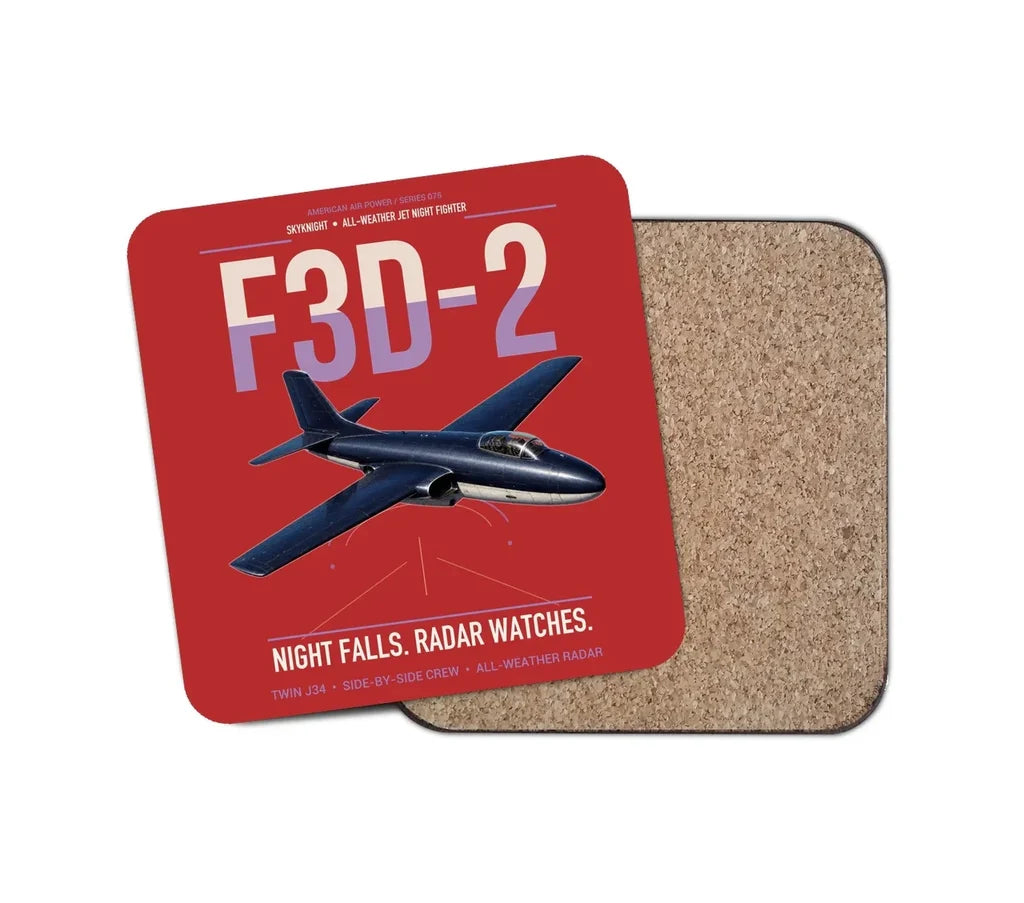 F3D-2 Skyknight design on red 1 piece coaster