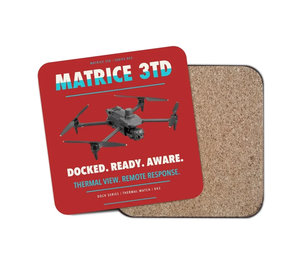 DJI Matrice 3TD design on red 1 piece coaster