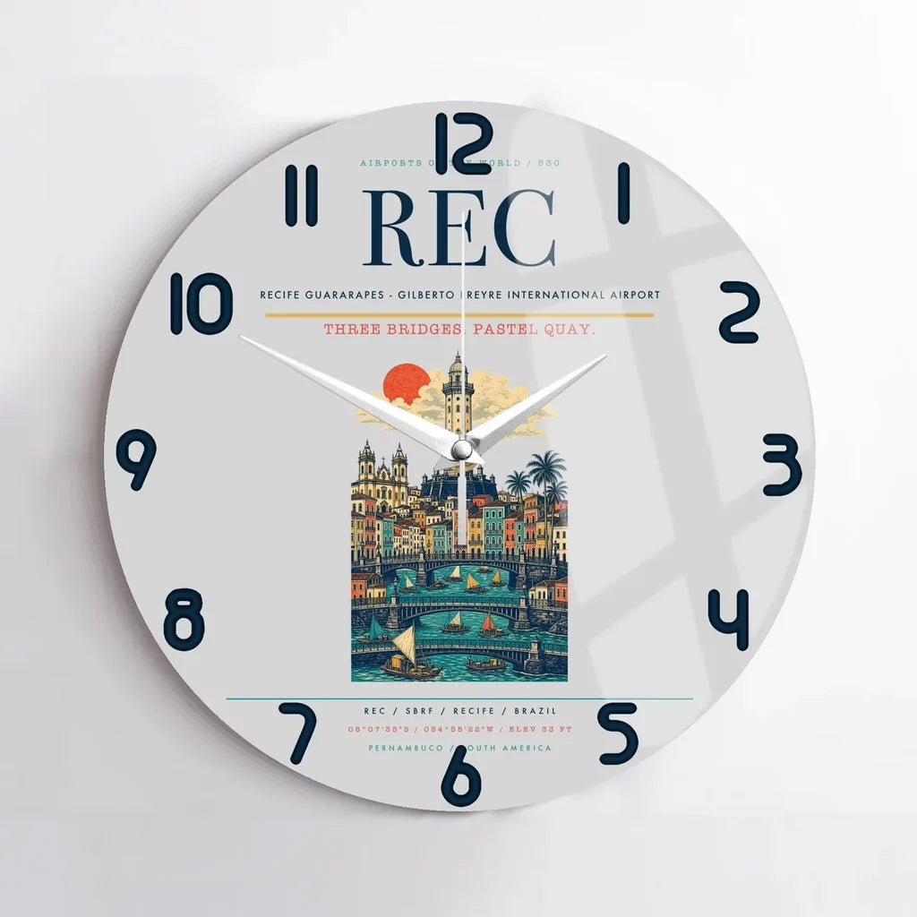Recife Guararapes (REC) design on light gray no frame wall clock