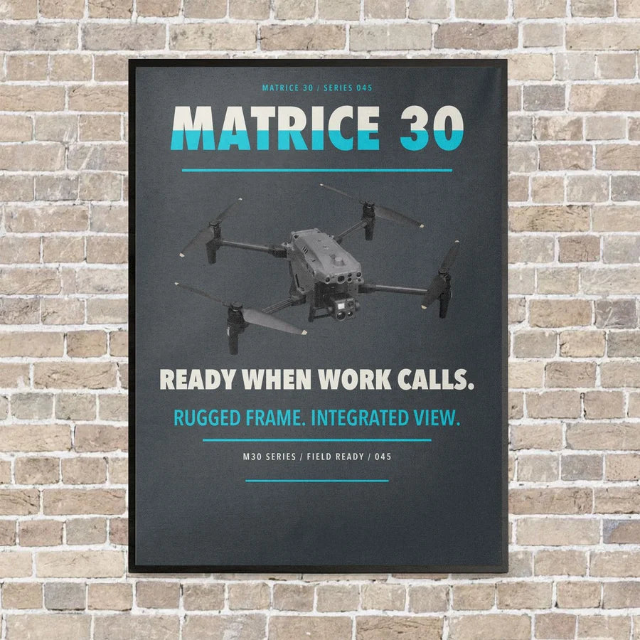 DJI Matrice 30 vertical canvas print - framed - gray background