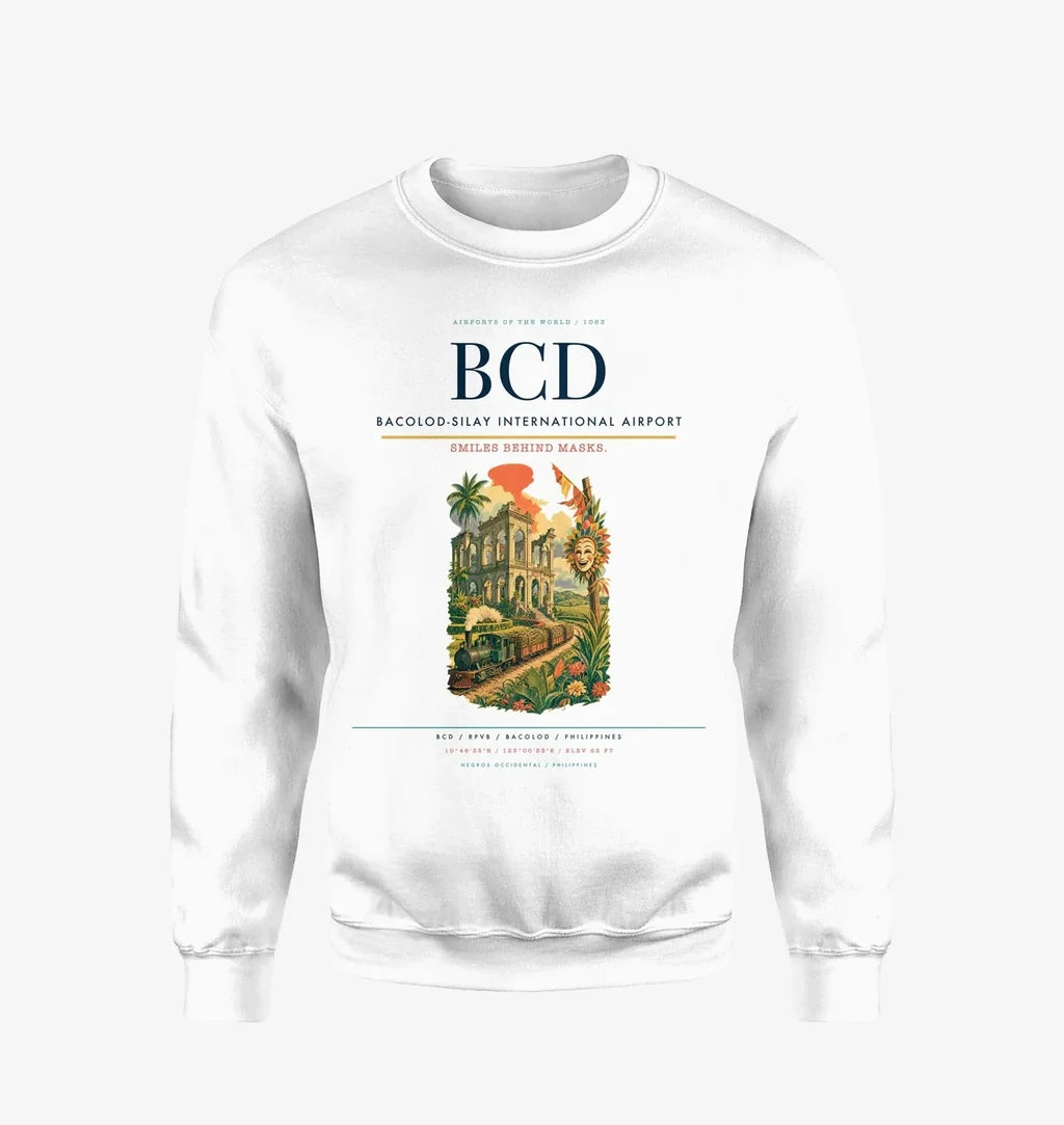 Bacolod-Silay International Airport (BCD) design on white sweatshirt