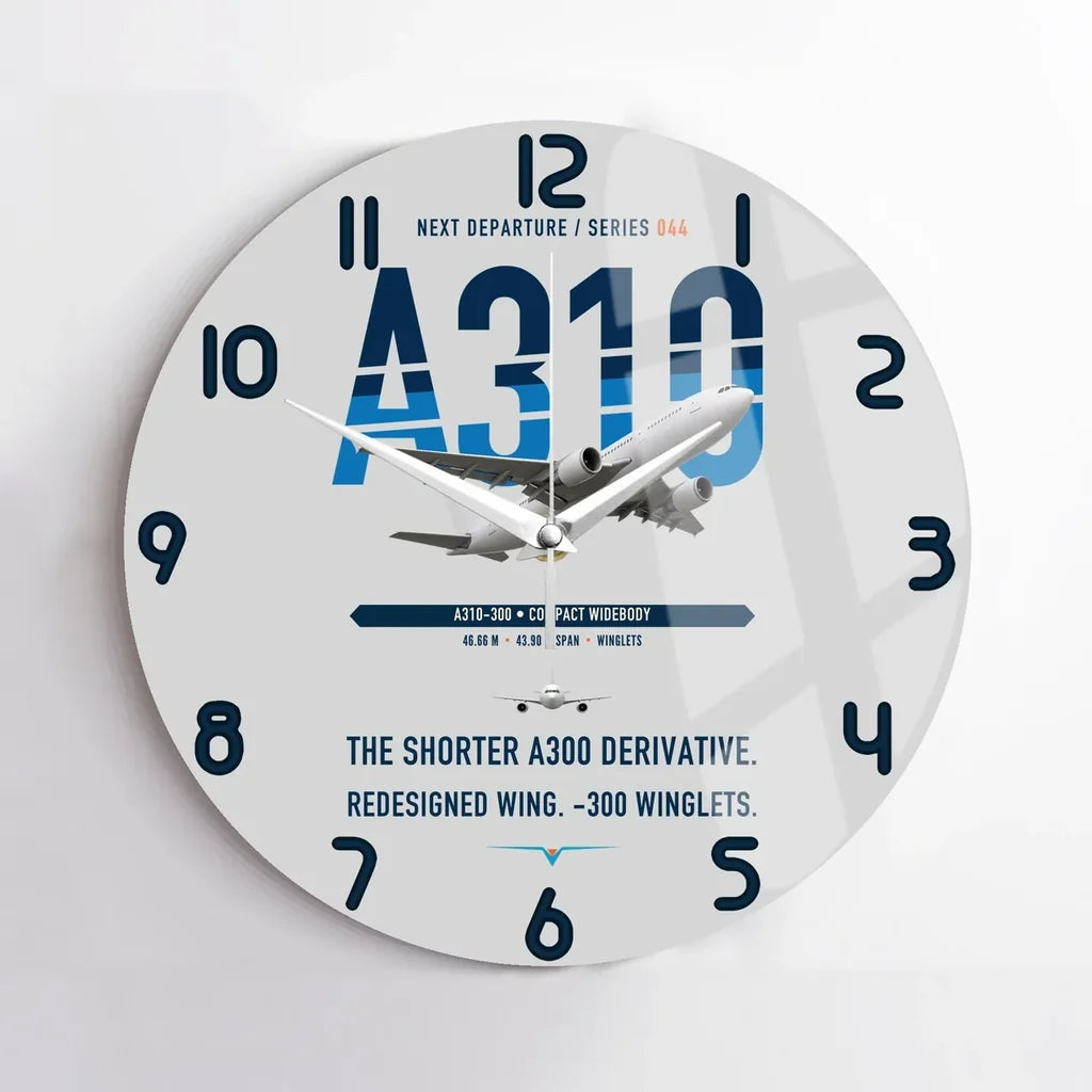 Airbus A310-300 design on light gray no frame wall clock