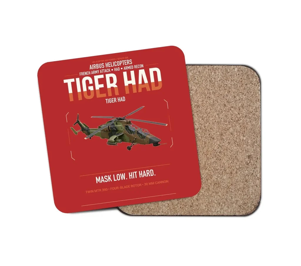 Airbus Helicopters Tiger HAD design on red 1 piece coaster