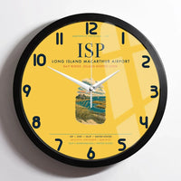 Thumbnail for Long Island MacArthur Airport (ISP) design on yellow framed wall clock