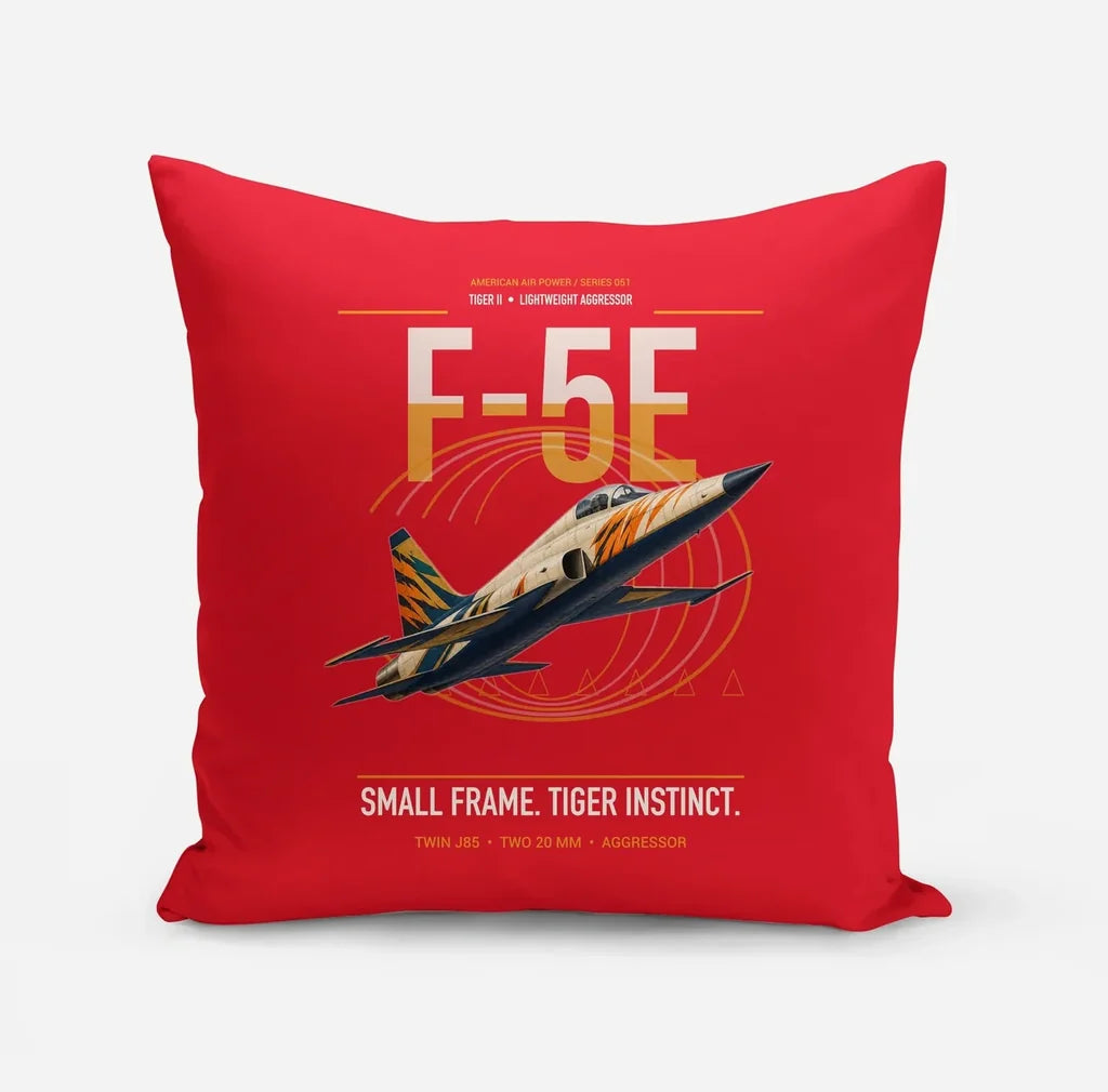 F-5E Tiger II design on red pillow