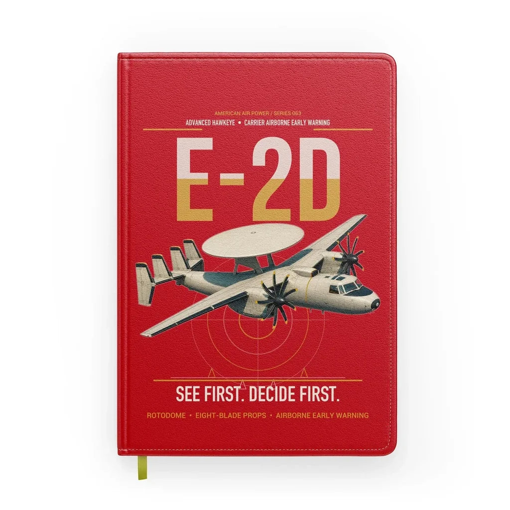E-2D Advanced Hawkeye design on red notebook
