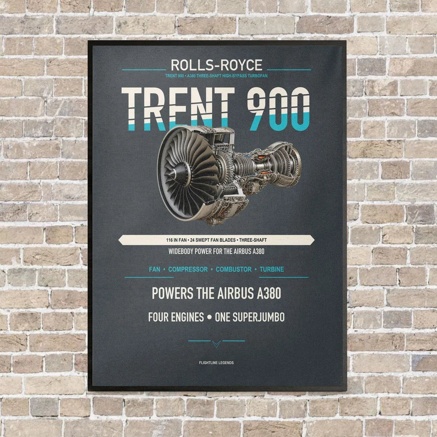 TRENT 900 vertical canvas print - framed - gray background