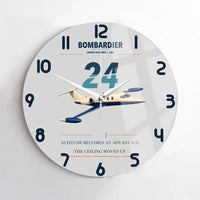 Thumbnail for Bombardier Learjet 24 design on light gray no frame wall clock
