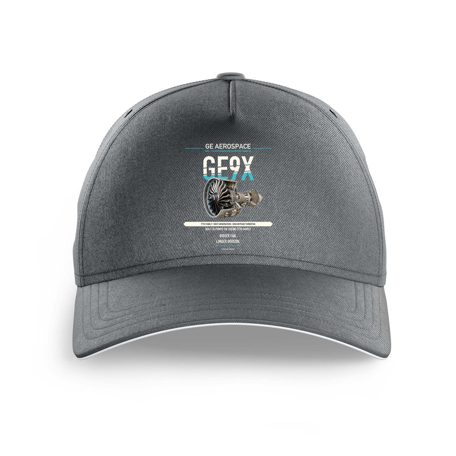 GE9X design on gray printed hat