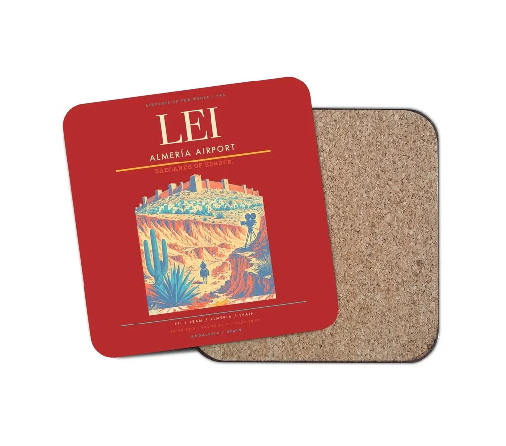 Almería Airport (LEI) design on red 1 piece coaster