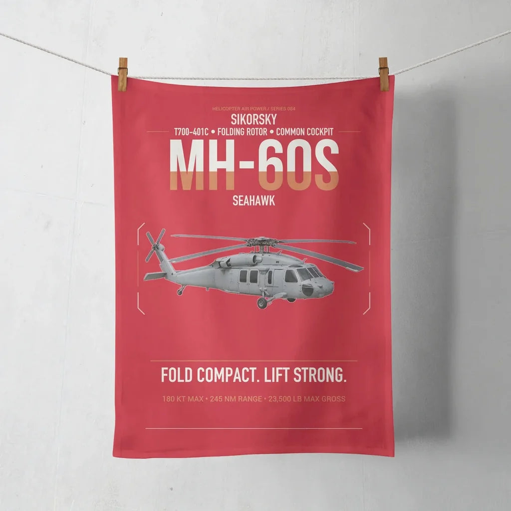 Sikorsky MH-60S Seahawk design on red towel