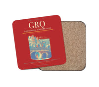Thumbnail for Groningen Airport Eelde (GRQ) design on red 1 piece coaster
