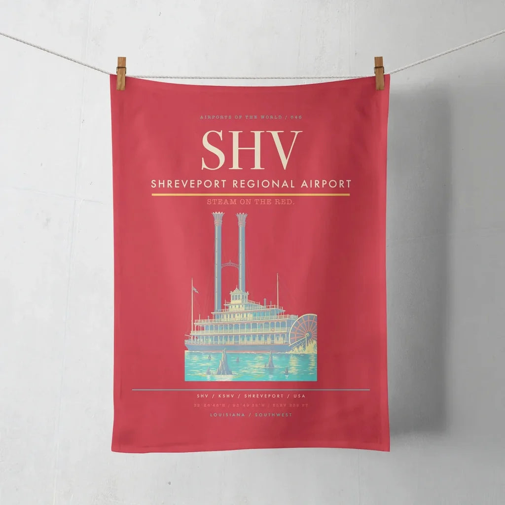 Shreveport Regional Airport (SHV) design on red towel