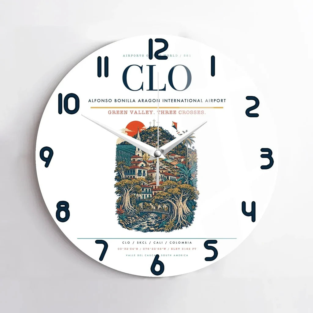 Alfonso Bonilla Aragon International Airport CLO Wall-Clock No-Frame - White