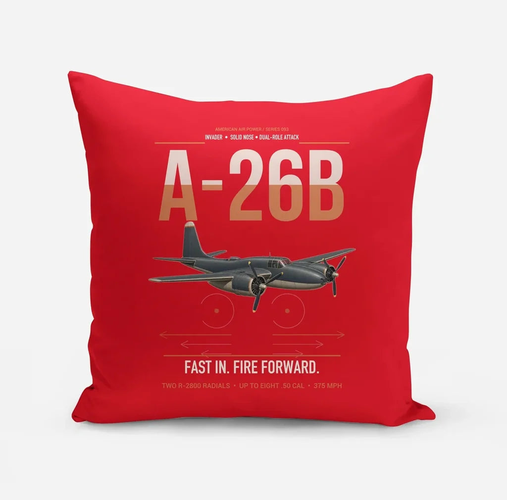 A-26B Invader design on red pillow