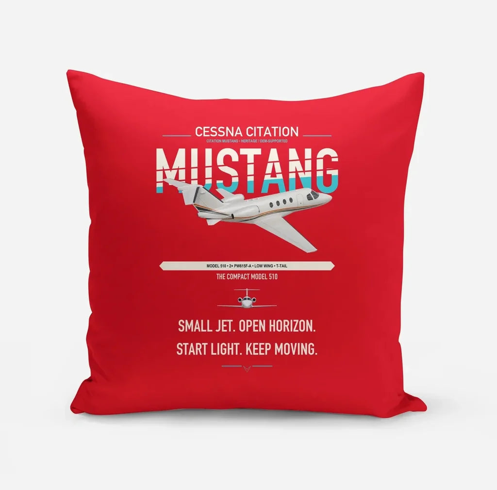 Cessna Citation Mustang design on red pillow