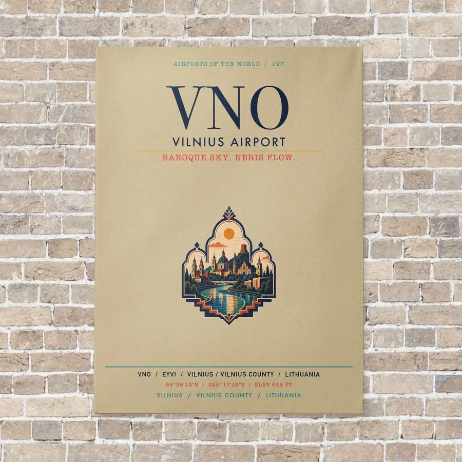 Vilnius Airport VNO vertical canvas print - no frame - beige background