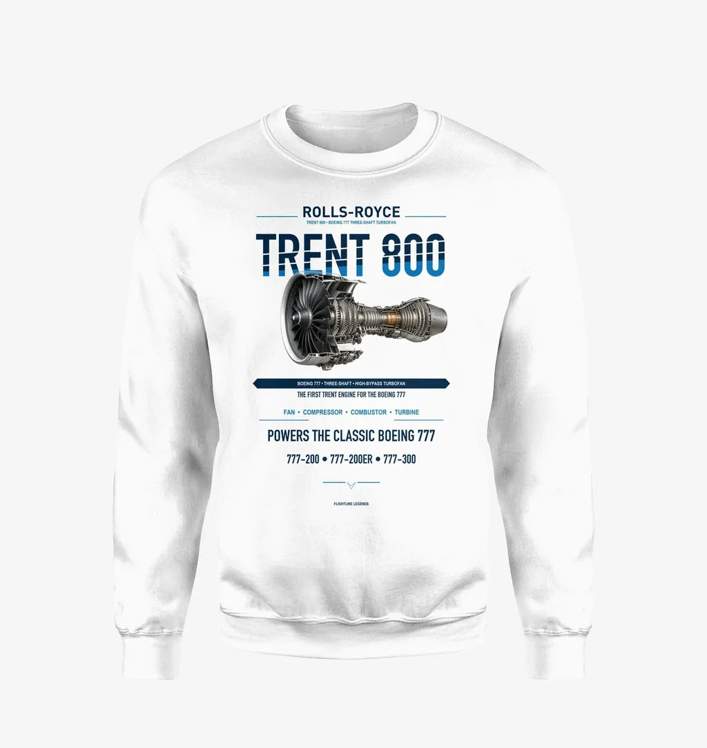 TRENT 800 design on white sweatshirt