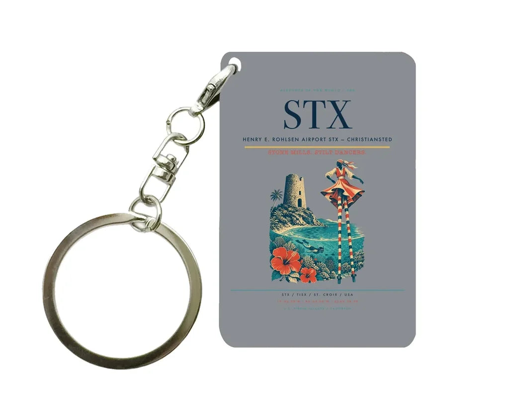 Henry E. Rohlsen Airport (STX) design on gray key chain