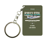 Thumbnail for Tecnam P2012 STOL design on green army designed key chain, double-side print