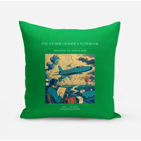 Thumbnail for VINTAGE G4393 - The Storm Chaser's Notebook - Designed Pillows design on green