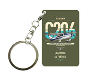 Thumbnail for Cessna 206 Stationair design on green army designed key chain, double-side print