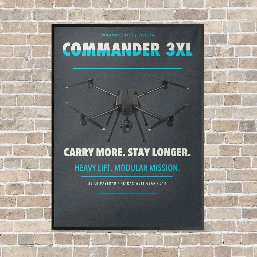 Draganfly Commander 3XL vertical canvas print - framed - gray background