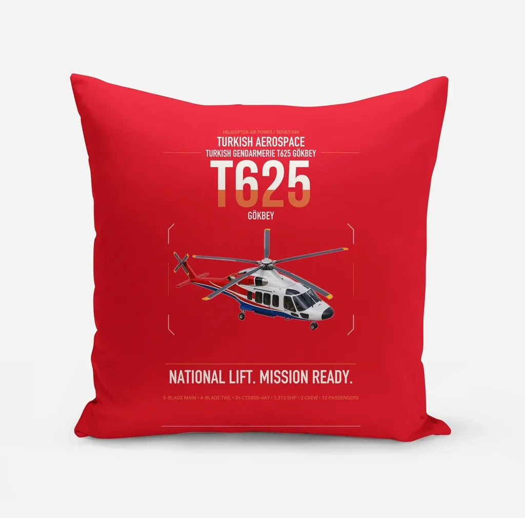 Turkish Aerospace T625 Gökbey design on red pillow