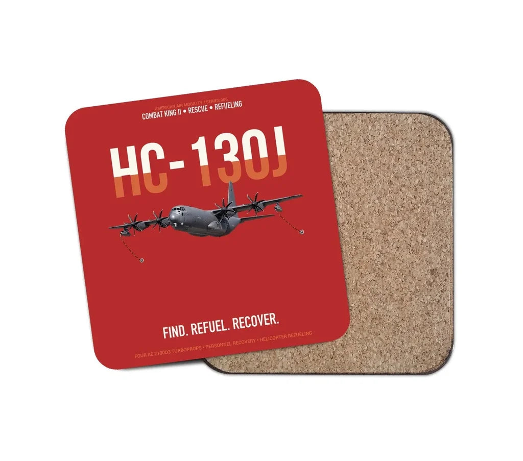 HC-130J COMBAT KING II design on red 1 piece coaster