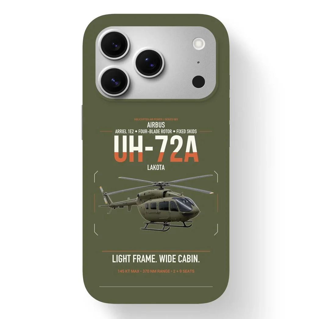 Airbus UH-72A Lakota design on green army magsafe iphone case, for iPhone 17 Pro