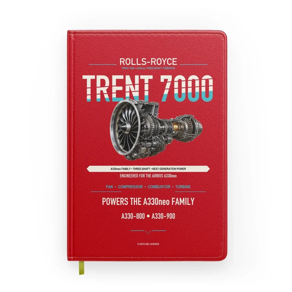 TRENT 7000 design on red notebook