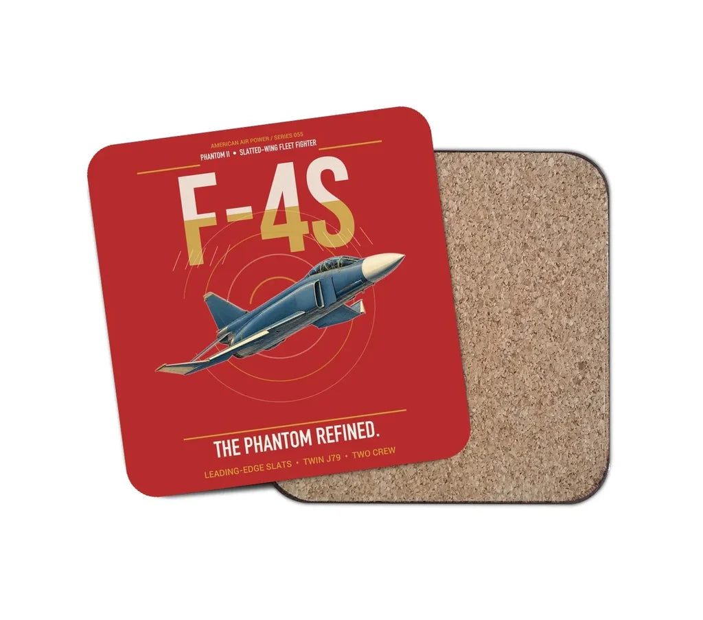 F-4S Phantom II design on red 1 piece coaster