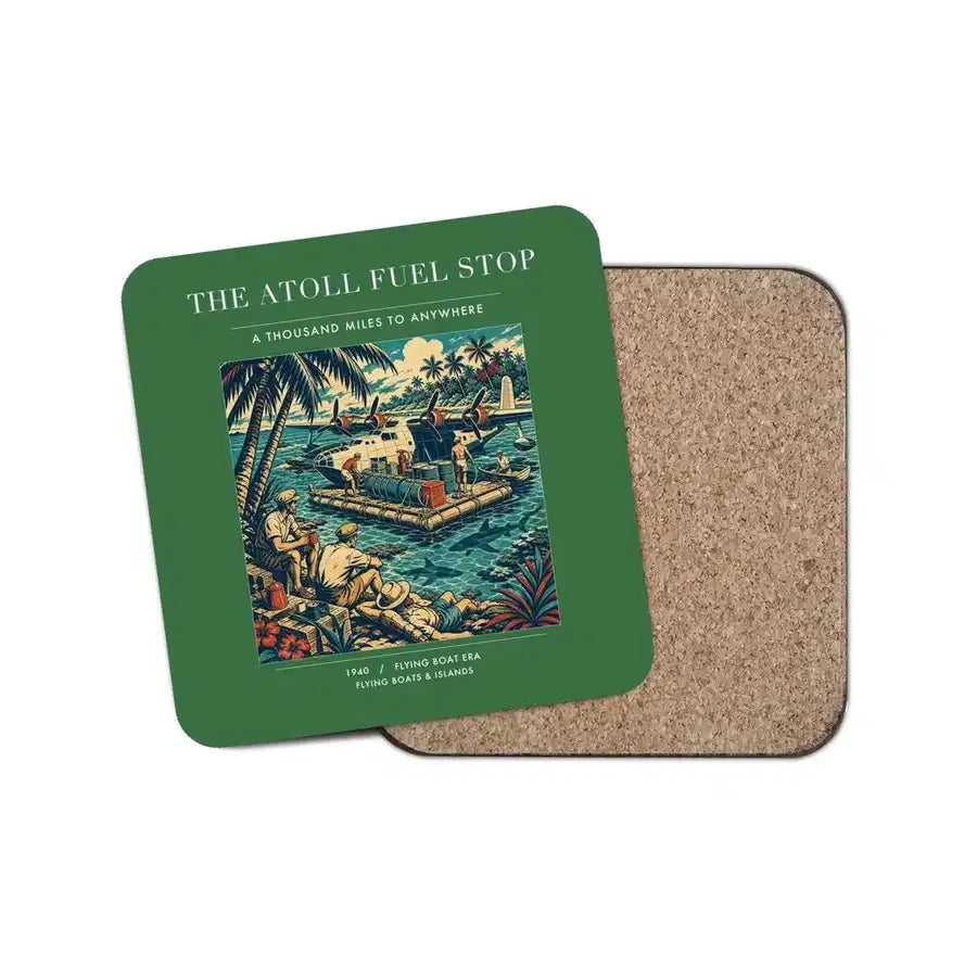 The Atoll Fuel Stop - Designed Coasters design on green 1-piece