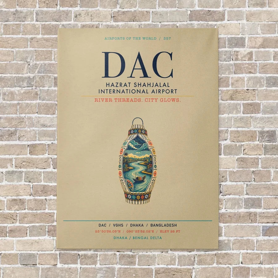 Hazrat Shahjalal International Airport Dhaka DAC vertical canvas print - no frame - beige background