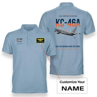 Thumbnail for KC-46A PEGASUS design on light blue+name double-side polo t-shirt, double-side print
