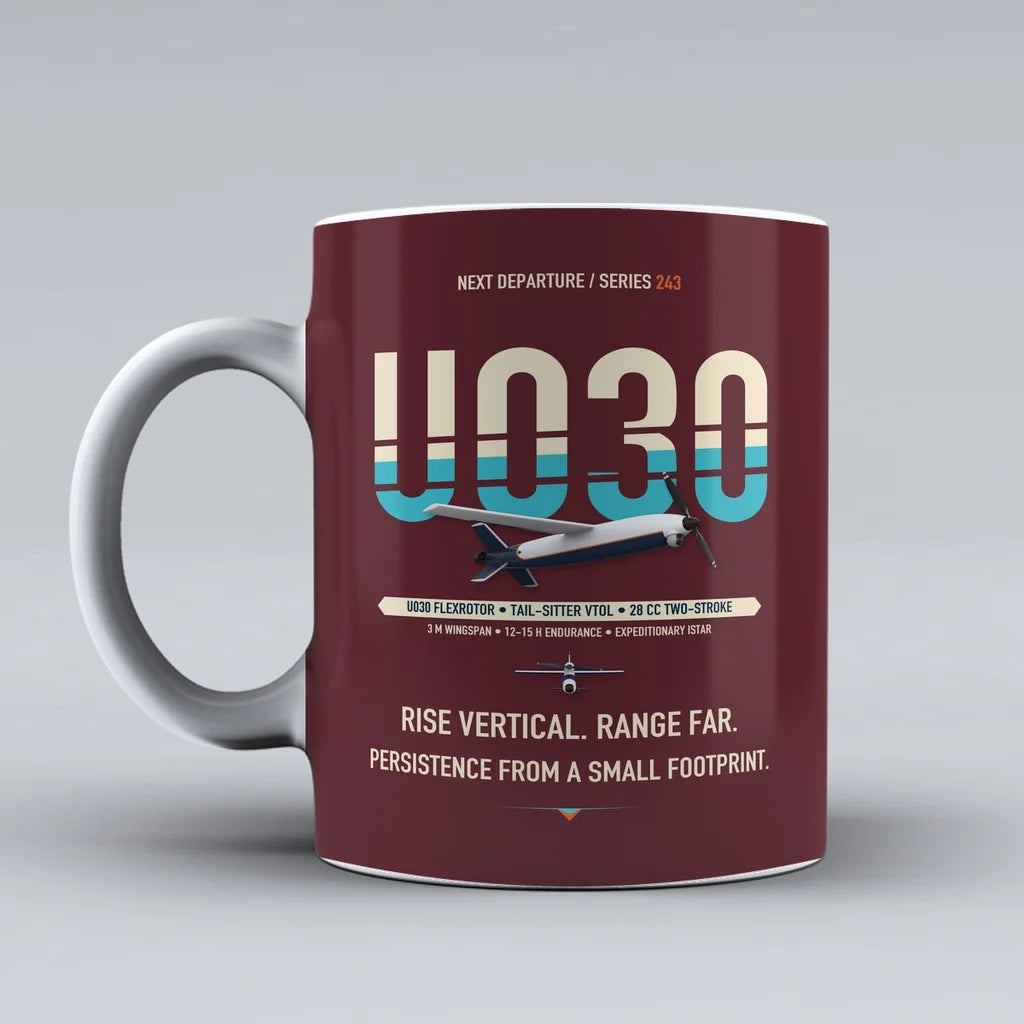U030 Flexrotor Mug design on dark red airbus