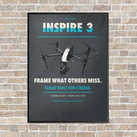 Thumbnail for DJI Inspire 3 vertical canvas print - framed - gray background