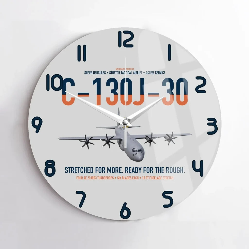 C-130J-30 Super Hercules design on light gray no frame wall clock