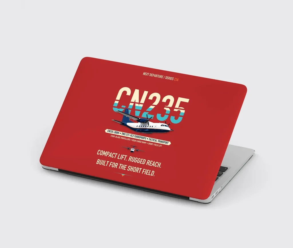 Airbus CN235-300M design on red MacBook case
